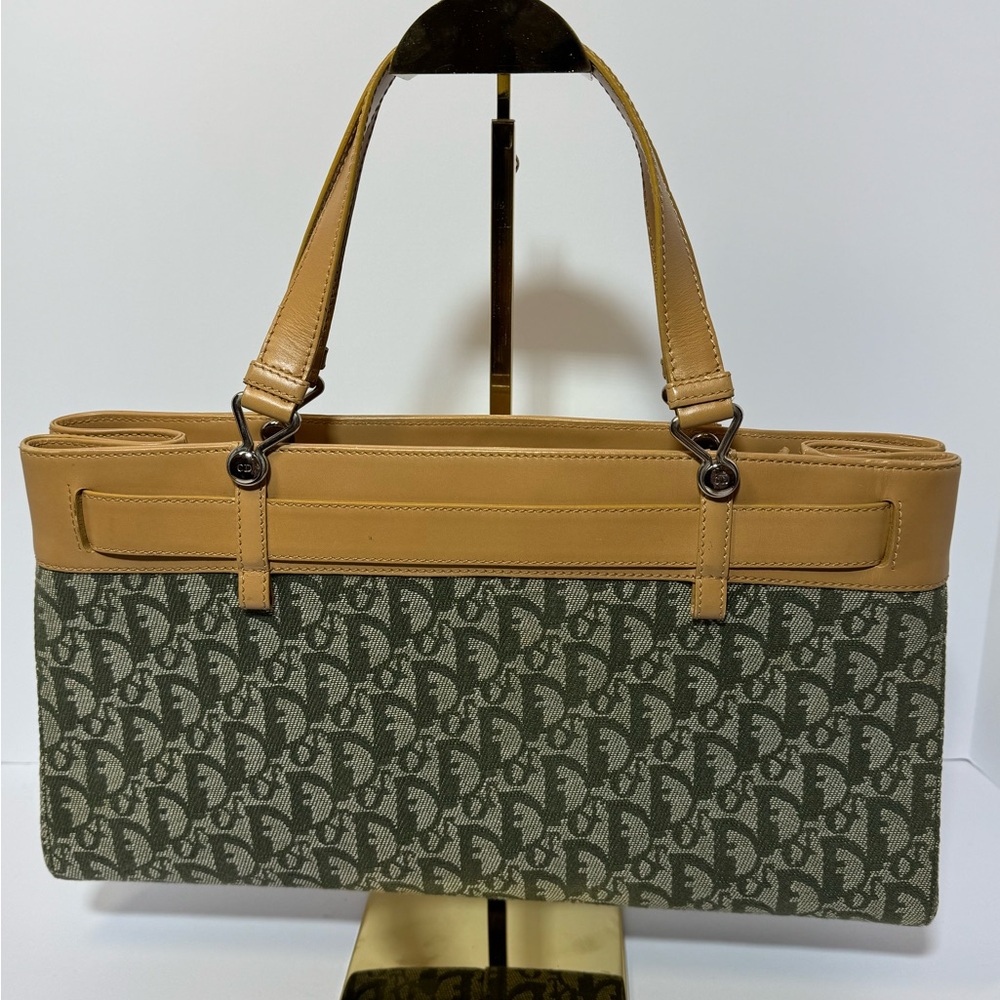 Dior Beige and Green Canvas Bag - Picture 6 of 13